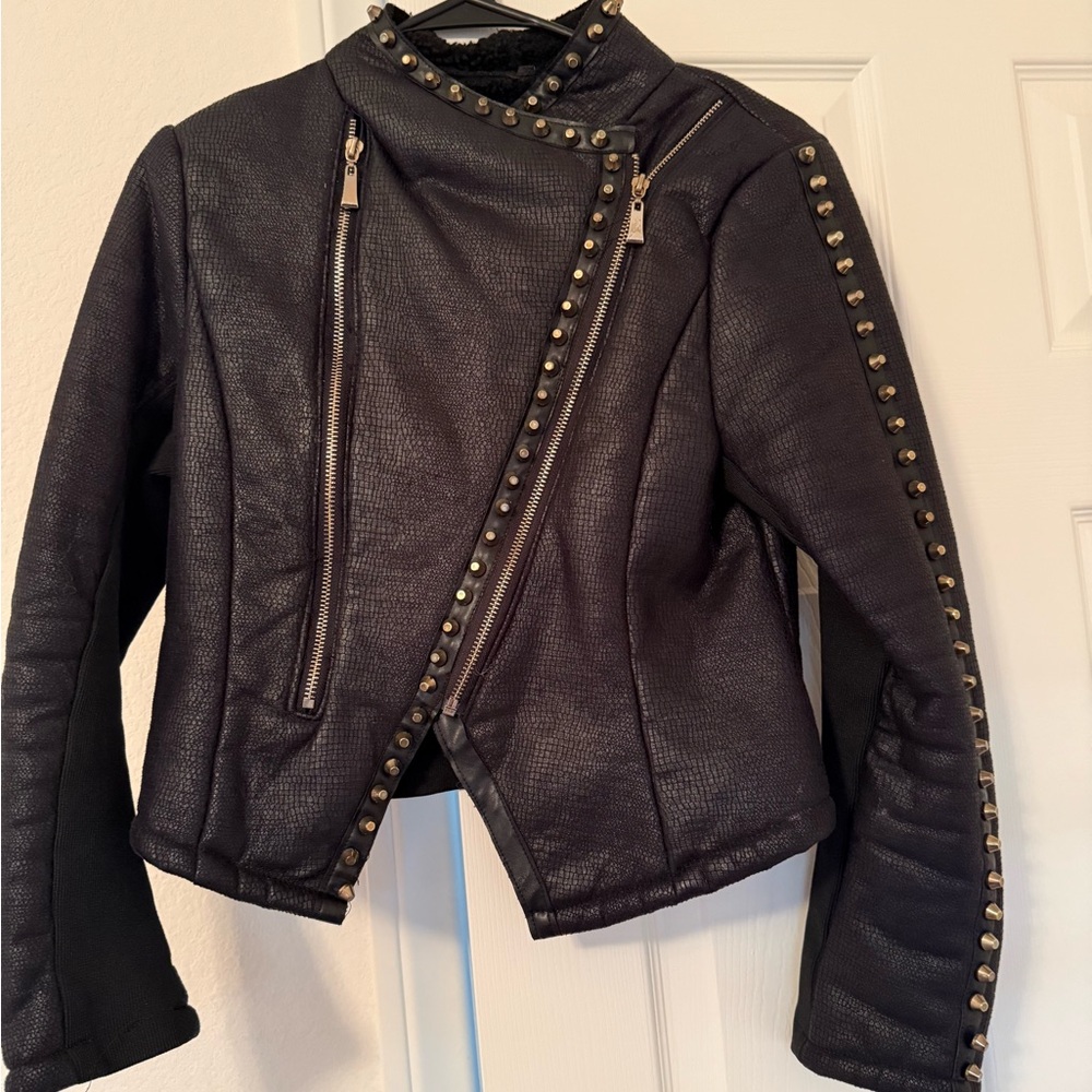 Studded Black biker Women's Jacket